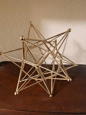 Geometric Metal Star Sculpture - Gold